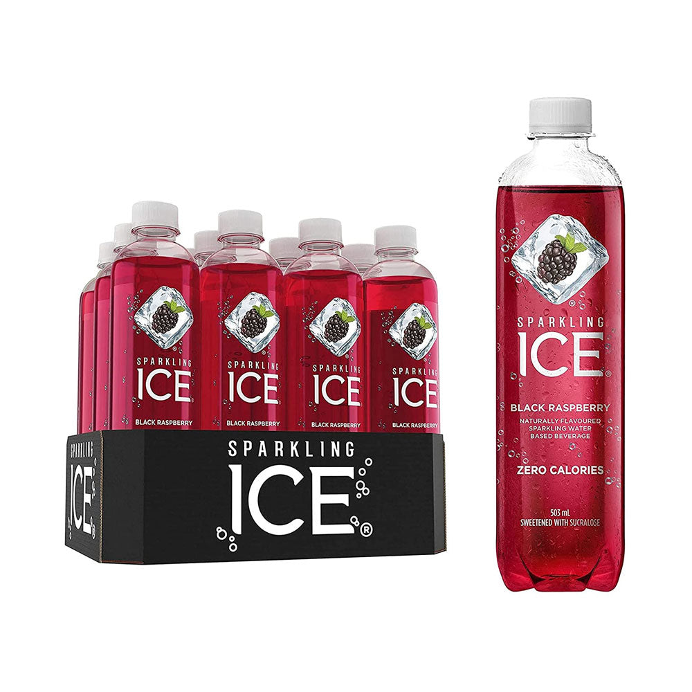 Sparkling Ice Black Raspberry Flavoured Sparkling Water with Zero Sugar and Zero Calories. (12 Pack)