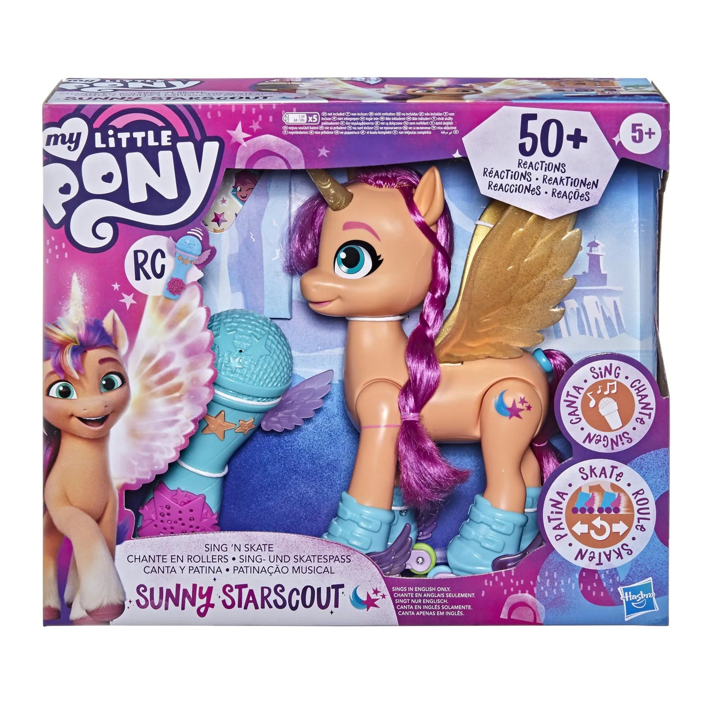Hasbro - My Little Pony: A New Generation Movie Sing 'N Skate Sunny Starscout - 9-Inch Remote Control Toy, 50 Reactions, Lights and Music