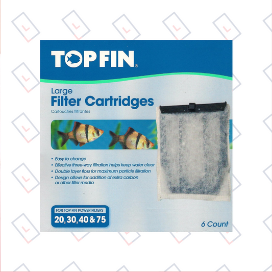 Top Fin Large Filter Cartridges 20 30 40 & 75 6 Count